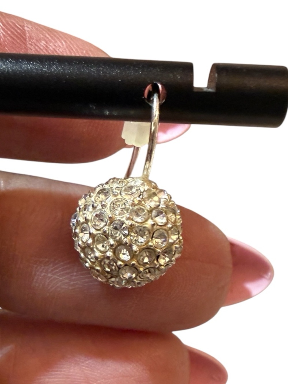 Crystal Pavé Disc Drop Earrings - Silver Tone - Picture 4 of 6